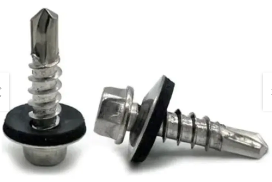 Tornillo hexagonal punta broca con golilla zincado brillante - Tamaño: 10-12 x 1/2"