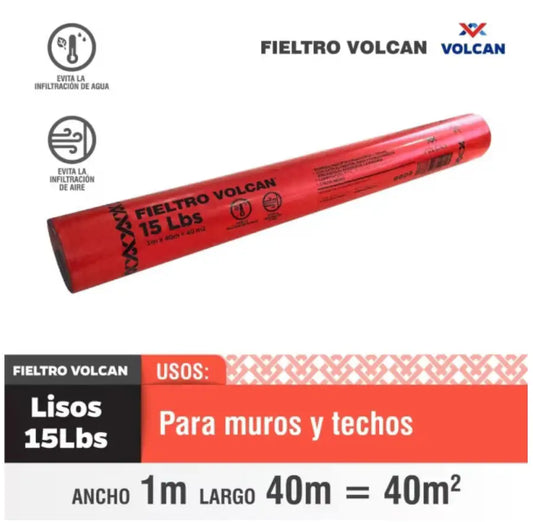 Fieltro asfáltico 15 libras de 40m2