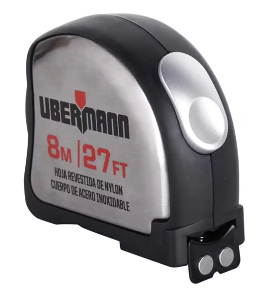 Ubermann Huincha de medir metálica 8 mt x 25 mm