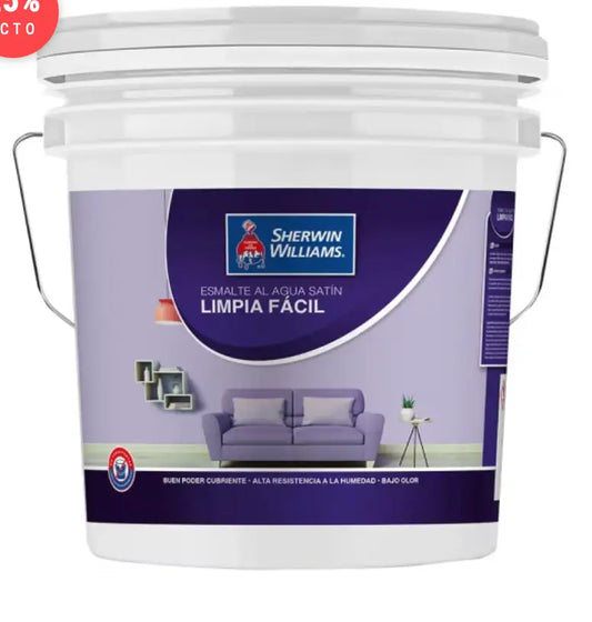 Esmalte al agua Limpia fácil satín blanco 4 gal