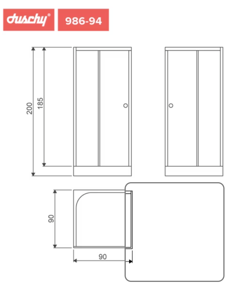 Cabina de ducha cuadrada cromo 90 cm 4 mm