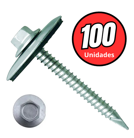 Tornillo hexagonal punta espada para policarbonato c/g ancha 12 x 1 1/2" 100 unidades