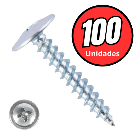 Tornillo cabeza lenteja punta fina  8x1/2" 100 unidades