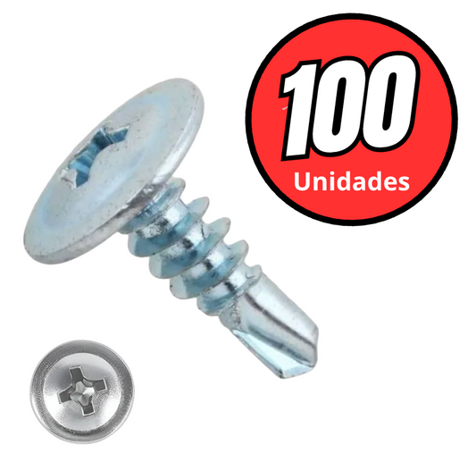 Tornillo cabeza lenteja punta broca 8x1/2" 100 unidades