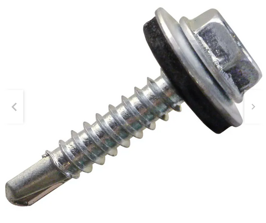 Tornillo hexagonal punta broca con golilla zincado brillante - Tamaño: 12 x 1 1/2"