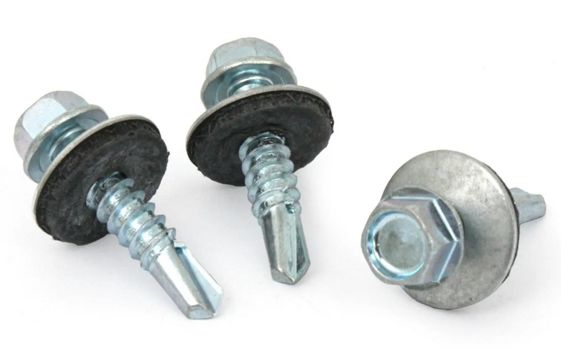 Tornillo hexagonal punta broca con golilla zincado brillante - Tamaño: 12 x 1 1/2"