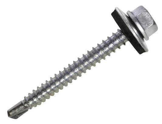 Tornillo hexagonal punta broca con golilla zincado brillante - Tamaño: 12 x 2"