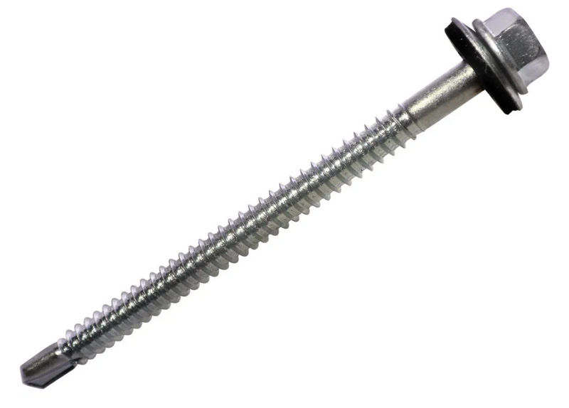 Tornillo hexagonal punta broca con golilla zincado brillante - Tamaño: 12 x 2 1/2"