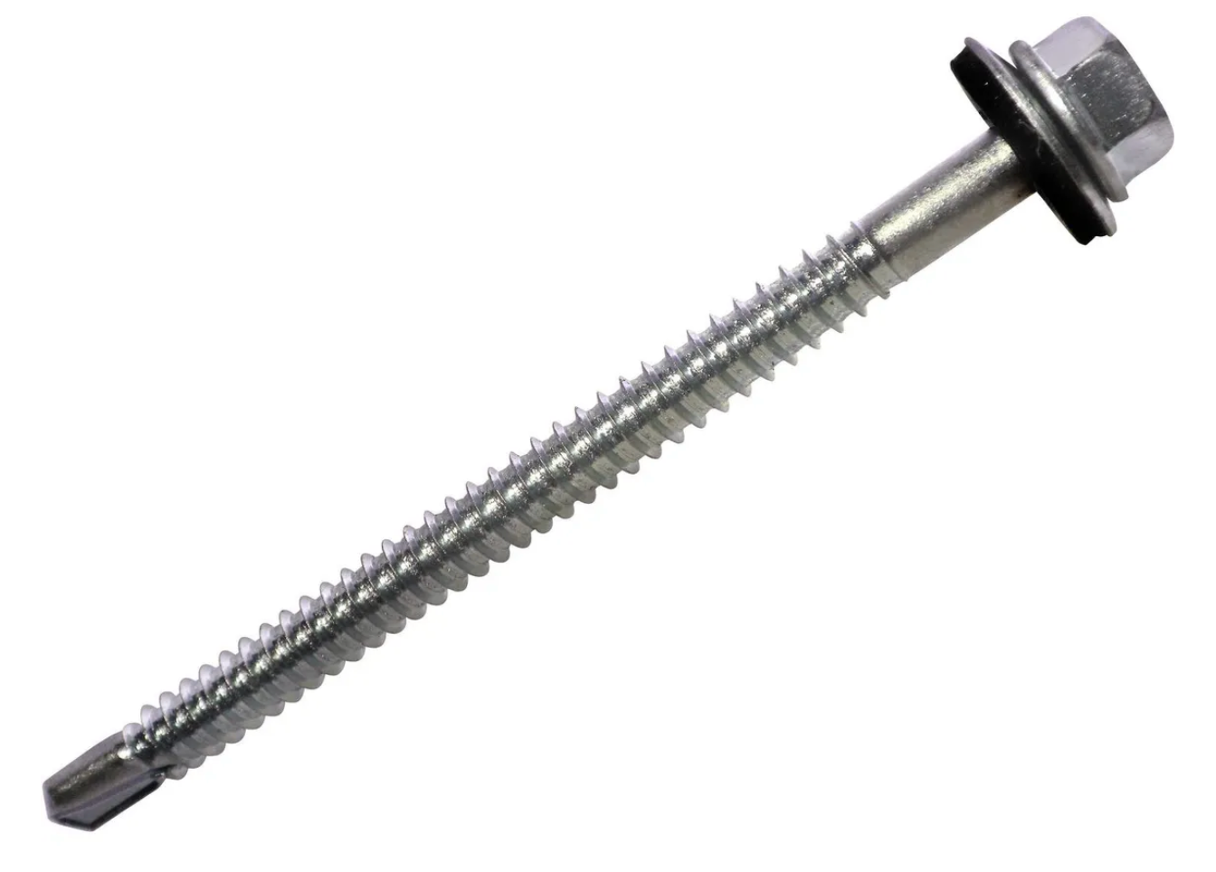 Tornillo hexagonal punta broca con golilla zincado brillante - Tamaño: 12 x 3"