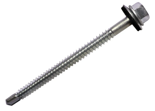 Tornillo hexagonal punta broca con golilla zincado brillante - Tamaño: 12 x 3"