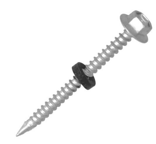 Tornillo hexagonal punta espada con golilla zincado brillante - Tamaño: 10 x 1"