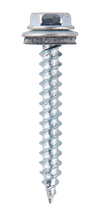 Tornillo hexagonal punta espada con golilla zincado brillante - Tamaño: 10 x 2"