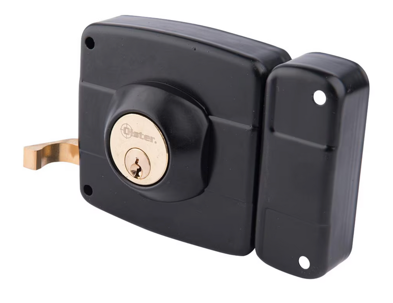 Cerradura sobreponer reja negro 111 con caja