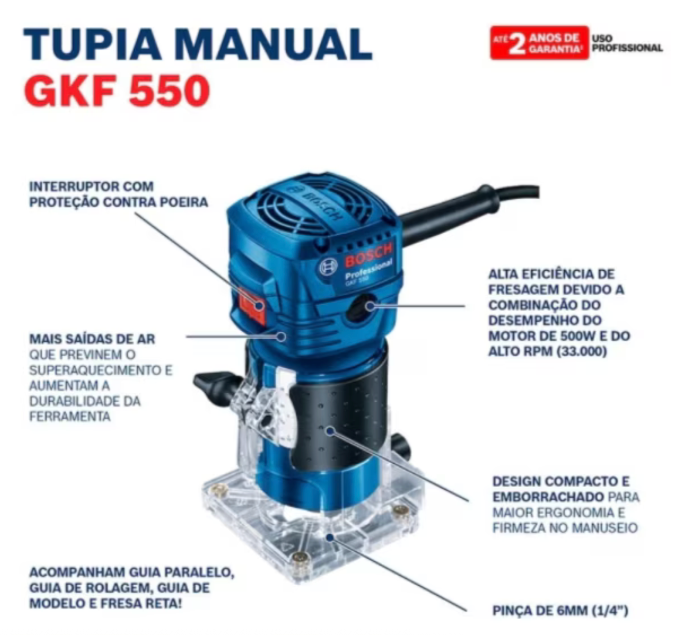 Combo fresadora gkf 550 + lijadora gss 140