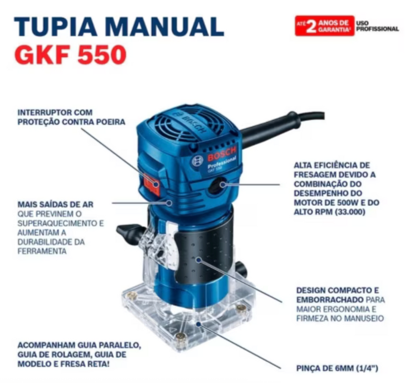 Combo fresadora gkf 550 + lijadora gss 140